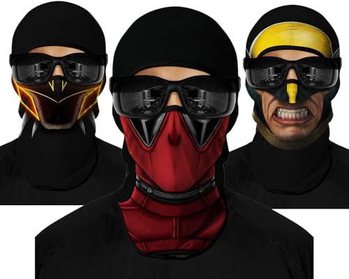 3D Balaclava Ski Mask Outdoor Headwear Mask Ghosts Skull Mask Men Women for Halloween Motorcycle Cycling Full Face Mask - color: Pattern 9 (3pcs)