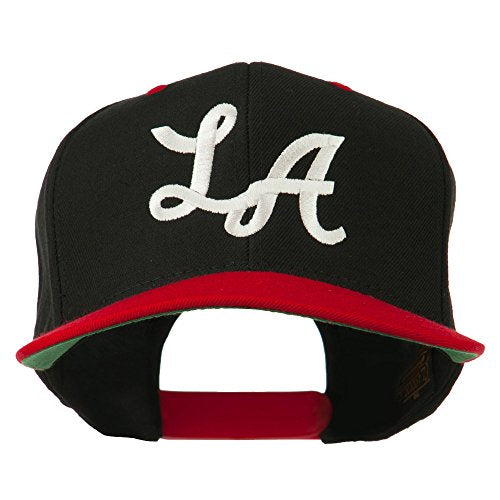 e4Hats.com LA Embroidered Snapback Cap - color: Black Red