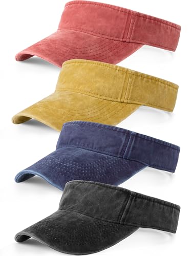 Geyoga 4 Pcs Adjustable Sport Sun Visor - color: Black,orange.yellow,navy