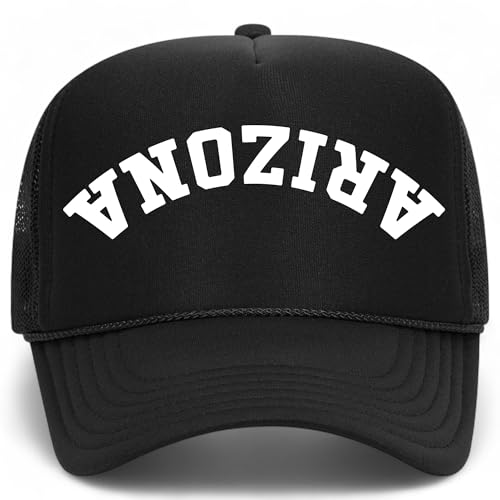 Arizona Upside Down Reversed Vintage Trucker Hat | AZ | Premium Adjustable Snapback Baseball Hat for Men & Women - color: Black Foam Mesh Back