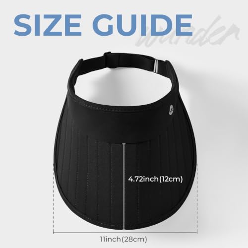 WANDER Wide Brim Sun Visor Hat Foldable Adjustable Outdoor Hat for Women - color: Black