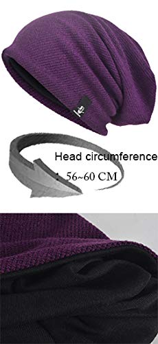 VECRY Mens Slouchy Beanie Knit Skull Cap Long Baggy Hip-hop Winter Summer Hat B305 - color: Purple, size: Large