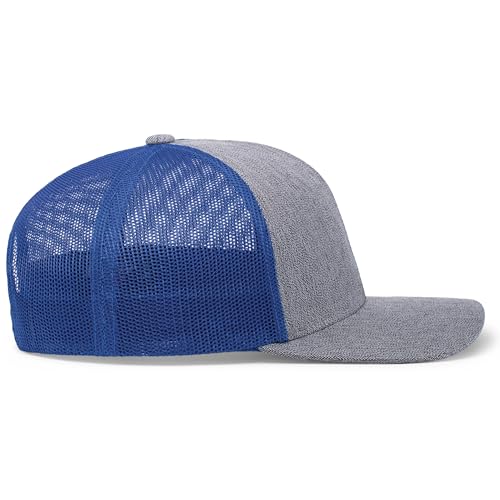 Pacific Headwear Melange Heather Low-Profile Trucker - color: Grey Heather/Royal/Grey Heather
