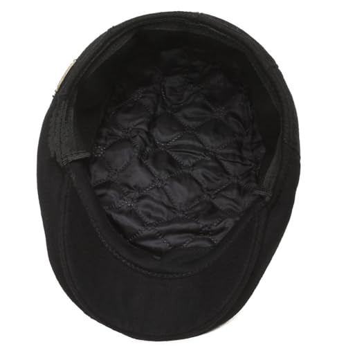 Men's Newsboy Cap with Earflaps Flat Ivy Caps Gatsby Golf Cabbie Hats - color: Black