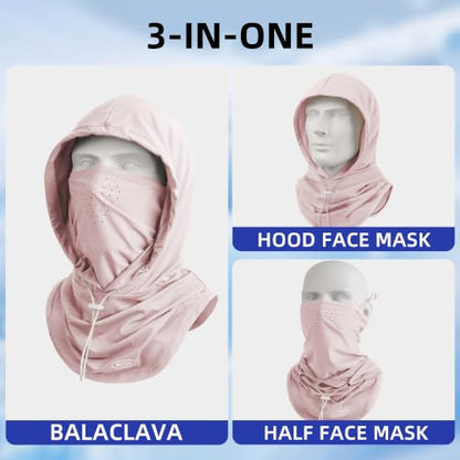 Summer Balaclava Face Mask with Breathable Holes Sun Face Shield for Men - color: Pink
