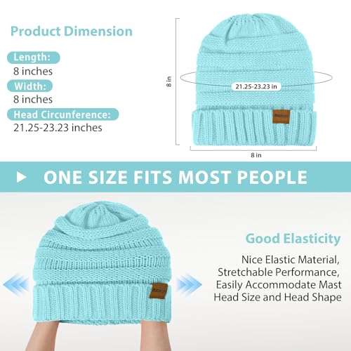 ZOORON Womens Winter Hat Slouchy Beanies for Women Cable Knit Beanie Hats - color: 1pack- Lake Blue