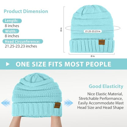 ZOORON Womens Winter Hat Slouchy Beanies for Women Cable Knit Beanie Hats - color: 1pack- Lake Blue