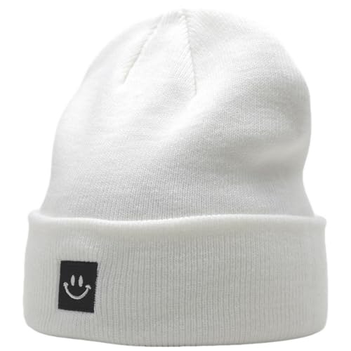 55cube Unisex Winter Beanie Hats Warm Thick Knit Cuffed Skullcaps - color: Solid White