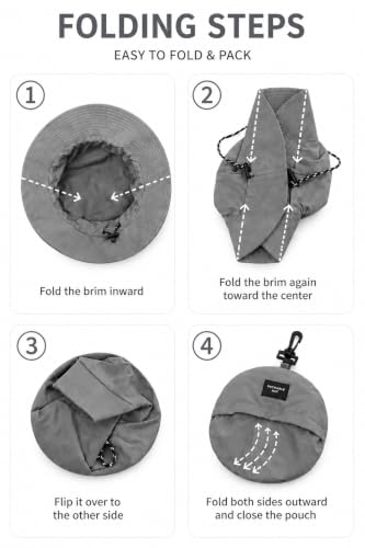 Packable Outdoor Bucket Hat – Lightweight Waterproof Quick-Dry Sun Hat for Hiking & Fishing - color: Grey