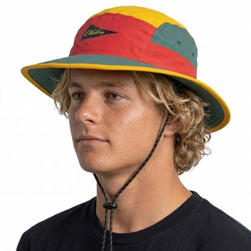 Color-Blocked Fisherman Style Sun Hat for Outdoor Camping, Surfing & Vacations - Wide Brim, UV Protective, Anti-Slip - color: B-retro