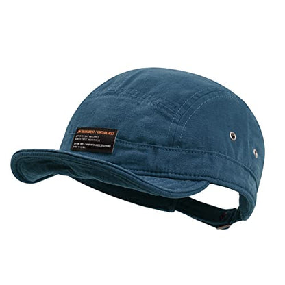 CLAPE Short Brim Baseball Cap 5 Panel Hat Soft Short Bill Trucker Cap Flat Snapback Hats Casual Outdoor Fitted Cap Dad Hats - color: Dy09-blue
