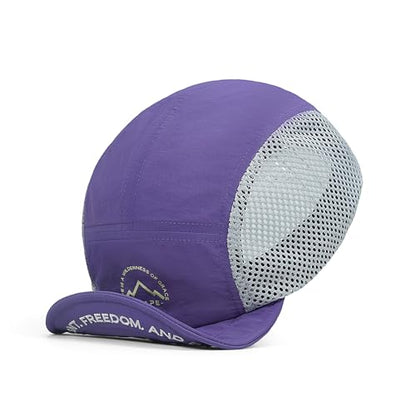 CLAPE Quick Dry Short Brim 5 Panel Hat, Water Resistant Nylon Cap - color: Clsb03-purple