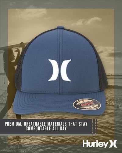 Hurley Mens Baseball Cap Laguna Icon Trucker Hat, Curved Brim - color: Navy, size: Large-X-Large