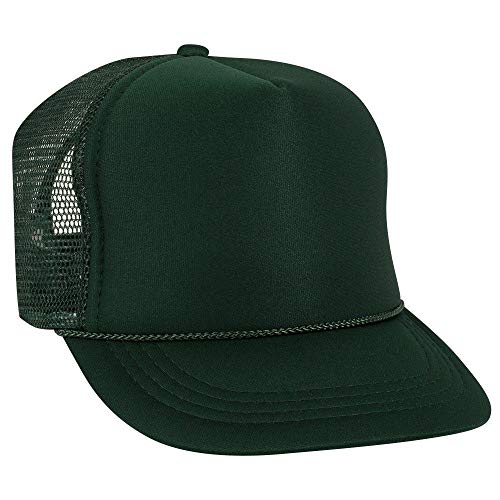 OTTO Polyester Foam Front Youth 5 Panel High Crown Trucker Hat - color: Dk. Green