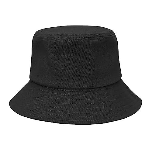 Kids Bucket Sun Hat for Boys Girls, UPF 50+ Packable Wide Brim Beach Cap - color: Black