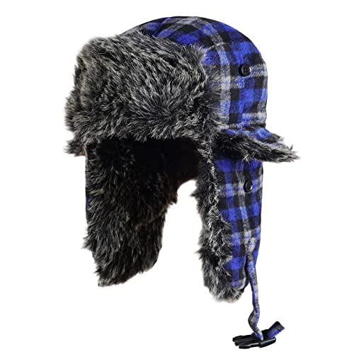 ONWAY Trapper Hat Winter Hats for Women Men with Faux Fur Ear Flaps - color: Blue