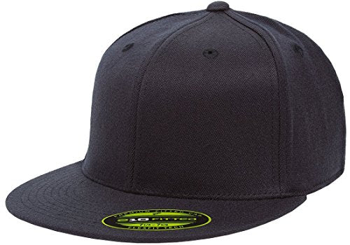 Flexfit Premium 210 Fitted Flat Brim Baseball Hat - color: Dark Navy, size: Small-Medium