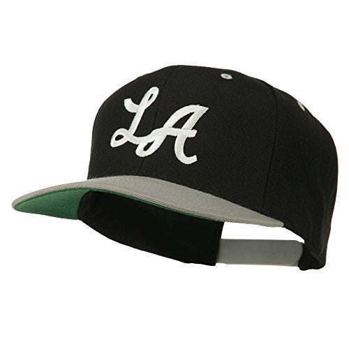 e4Hats.com LA Embroidered Snapback Cap - color: Black Silver