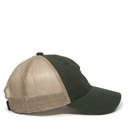 Outdoor Cap Garment Washed Meshback Cap - color: Dark Green/Tan