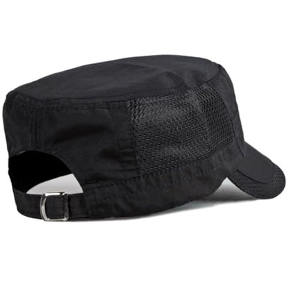 Men's Breathable Military Caps Cadet Army Caps Summer Flat Top Cap - color: B-black/Dark Grey/Light Grey