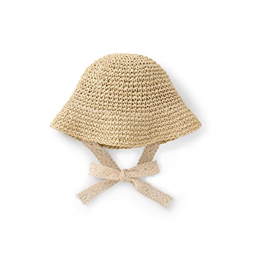 pureborn Baby Toddler Girls Straw Sun Hat Summer Beach Hat - color: Khaki-n, size: 6-24 Months