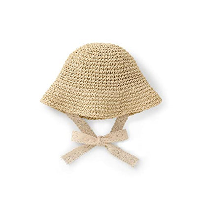 pureborn Baby Toddler Girls Straw Sun Hat Summer Beach Hat - color: Khaki-n, size: 2-5T