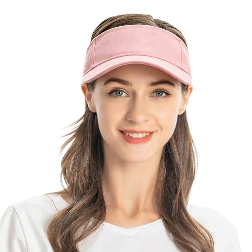 ZLYC Print Sports Sun Visors for Women Girls - color: Plain Pink