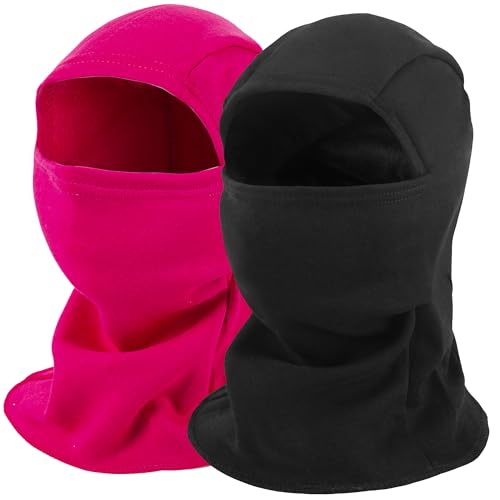 ZUMULIAN Balaclava Ski Mask for Adult, Full Face Mask Winter Fleece Thermal Cold Weather Outdoors Cover for Men Women 2 Packs - color: Black+rose