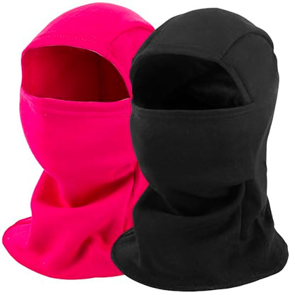 ZUMULIAN Balaclava Ski Mask for Adult, Full Face Mask Winter Fleece Thermal Cold Weather Outdoors Cover for Men Women 2 Packs - color: Black+rose