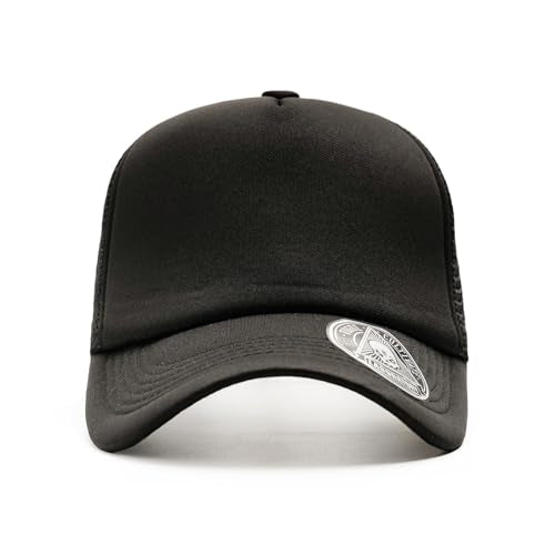 2-Pack Classic Foam Trucker Hat Summer Mesh Hat Lightweight Adjustable Back Buckle Strap - color: Black/Black
