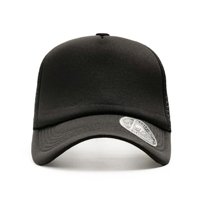 2-Pack Classic Foam Trucker Hat Summer Mesh Hat Lightweight Adjustable Back Buckle Strap - color: Black/Black