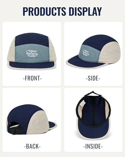 CLAPE Quick Dry 5 Panel Hat for Men, Breathable Mesh Lightweight Running Cap Outdoor Streetwear Flat Brim Hat - color: Bs265p15-navyblue