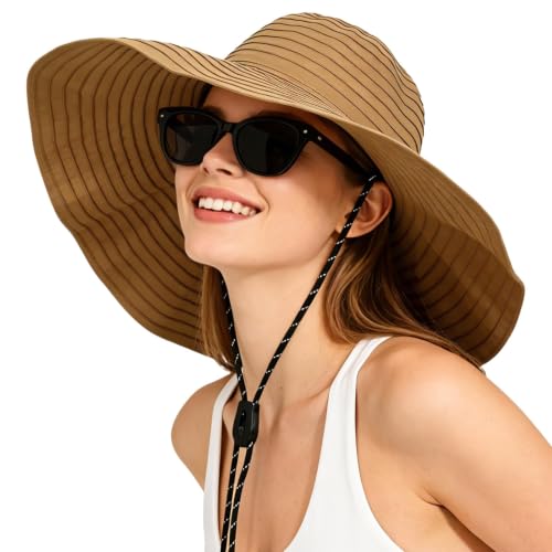 Sun Hat for Men Women UV Protection Wide Brim Fishing Hats Breathable UPF 50+ Boonie Bucket Hats Beach Safari Hiking Garden - color: Khaki