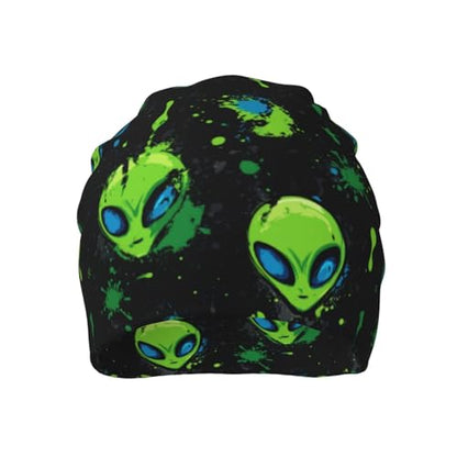 Slouchy Beanie Hat Skull Cap Chemo Headwear Baggy Hats for Men Women Running Cycling - color: Alien
