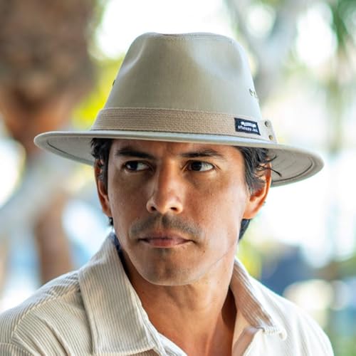 Panama Jack Men's Original Canvas Safari Sun Hat, UPF 50+ Sun Protection Cap, 2.5" Brim - color: Khaki, size: Small