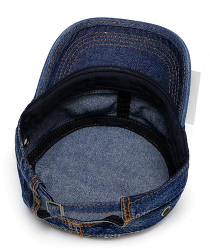 Military Hats Army Caps Cadet Caps Washed Cotton Flat Top Hats Newsboy Hats Adjustable Veteran Caps for Men Women 2025 - color: Blue