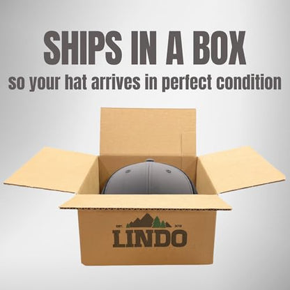 LINDO Trucker Hat [ Great Outdoors Design ] for Men and Women: Mid Profile Cap with Breathable Mesh Back and Adjustable Snap - color: Gray/Black