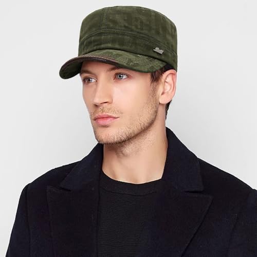 Cadet Hat Flat Top Hats Army Military Caps for Men Women - color: Green C