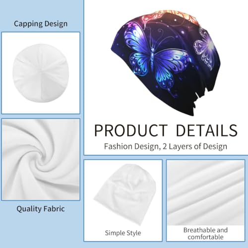 Gamepad Print Slouchy Beanie Skull Caps Chemo Hats Baggy Headwear for Men Women Jogging Cycling - color: Butterflies