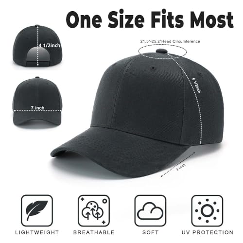 ZH Plain Adjustable Baseball Cap - Lot of 12 Unisex Blank Design Caps - color: Dark Gray
