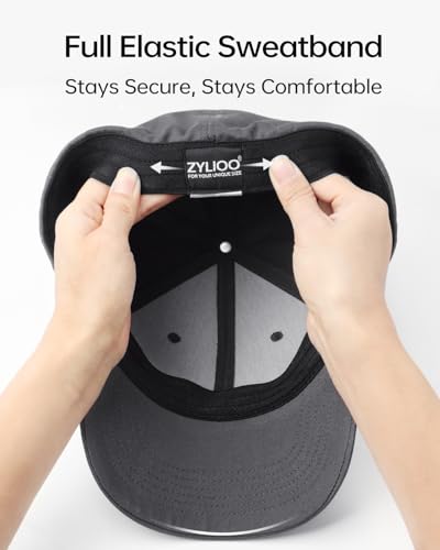 Zylioo XXL Fitted Hats for Men Big Heads, Closed Back Baseball Cap Cotton - color: Dark Gray, size: Medium