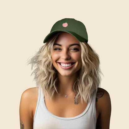DALIX Peach Embroidered Dad Cap Cotton Baseball Hat Women - color: Olive