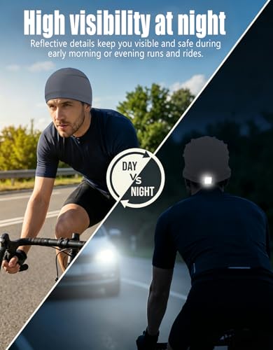 Sweat Wicking Skull Caps Cooling Helmet Liner Hat Running Beanie Cycling Skullcap Sleeping Cap for Men Women - color: Grey Sets
