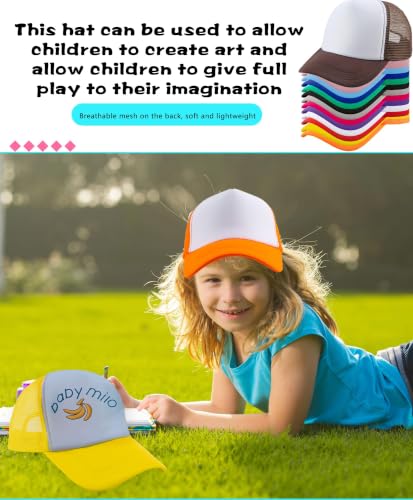 40 Pack Kids Sublimation Trucker Hat Bulk Blank Baseball Cap DIY Mesh Baseball Hat Adjustable Trucker Cap for Summer - color: Color Set 3