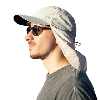 TOP-EX L/XL/XXL UV50+ Waterproof Neck Flap Baseball Sun Cap - color: Gray, size: Medium-Large