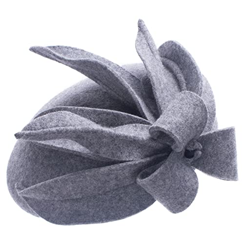 Womens Wool Felt Fascinator Cocktail Race Fancy Cheltenham Fesitval Hat A302,Gray,One Size