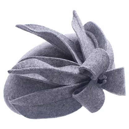 Womens Wool Felt Fascinator Cocktail Race Fancy Cheltenham Fesitval Hat A302,Gray,One Size