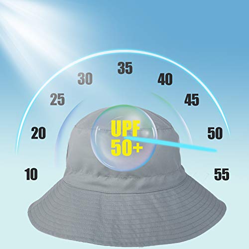 Baby Sun Hat Toddler Beach Swim Hats UPF 50+ Summer Bucket Hat Kids Infant Wide Brim Adjustable Sun Hat for Baby Boy Girls - color: Gray, size: 0-6 Months