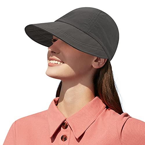 CLAPE Wide Brim Visor Hat Golf Visor Cap Packable Beach Hat Sun Protection Hat for Beach Garden Tennis Running Sunshade Hat - color: C-dwh01-black