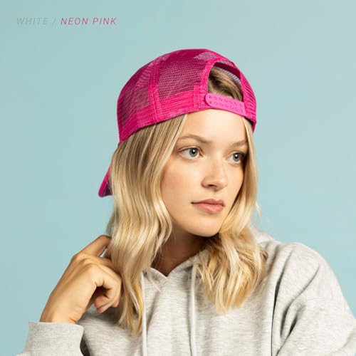 CHOK.LIDS Blank Foam Trucker Hat, Retro Mesh Rope Snapback Cap, Men Women - color: Curved Brim (White/Red)